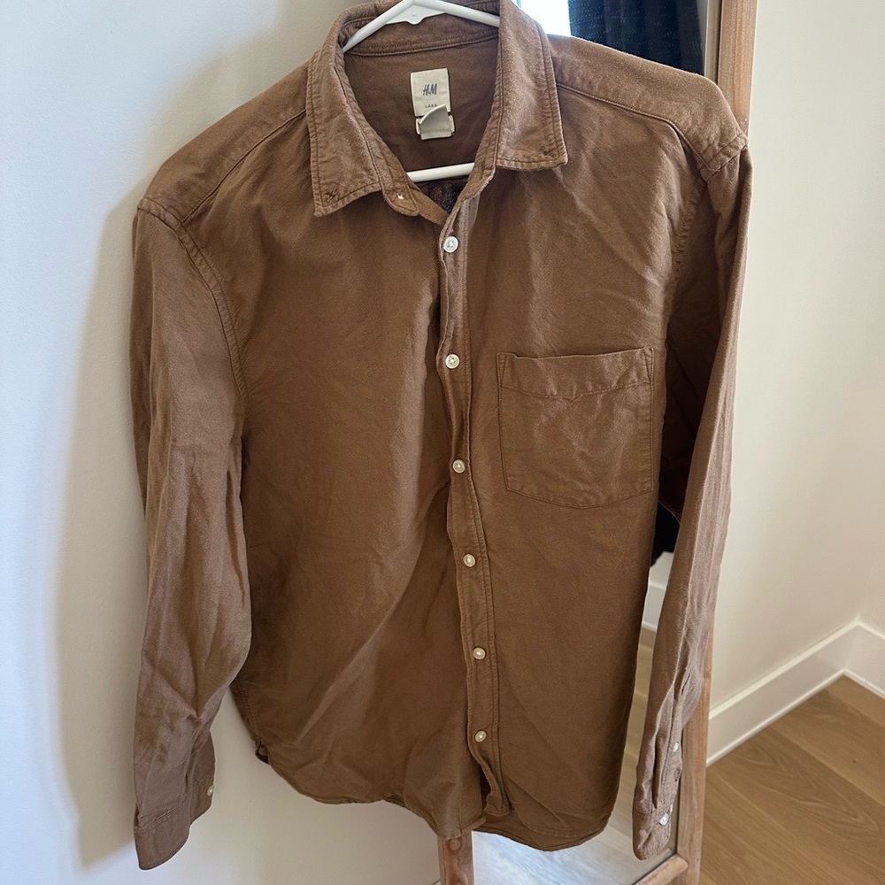 H&M Brown Long Sleeve Button-Up Shirt